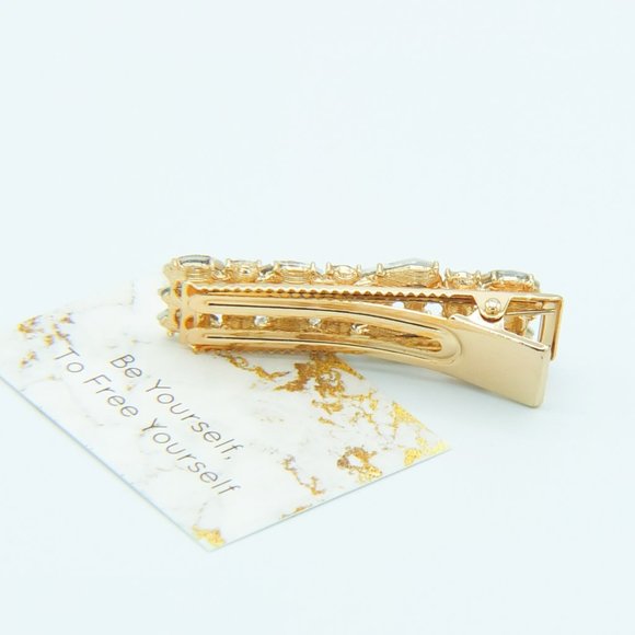 Bijoux Clear Crystal Gold Hair Clip - Medium - Picture 5 of 9